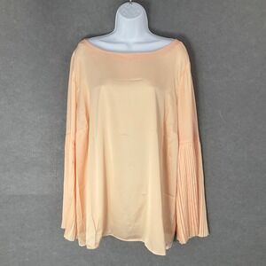 The Limited Collection Blouse Women 2X Coral Pleated Bell Sleeve Office Cocktail